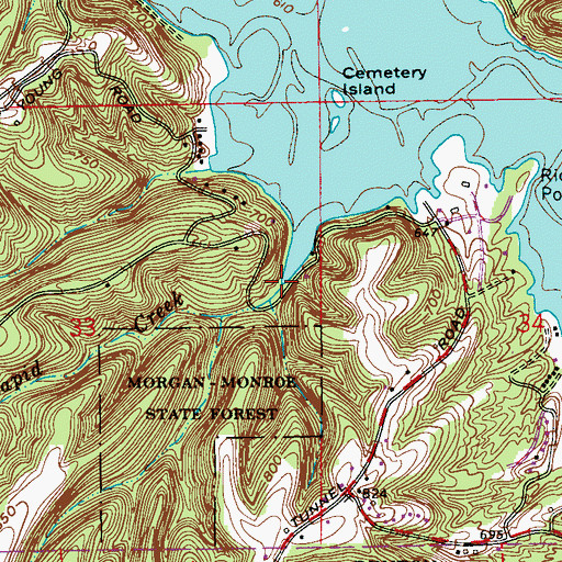 Topographic Map of Rapid Creek, IN