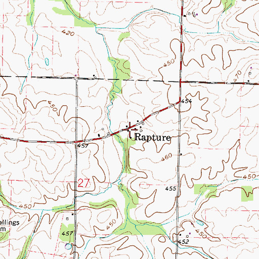 Topographic Map of Rapture, IN