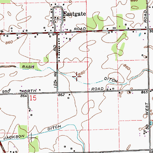 Topographic Map of Rash Ditch, IN