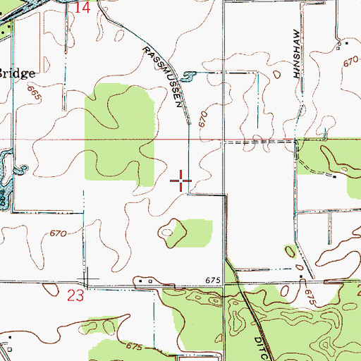 Topographic Map of Rassmussen Ditch, IN
