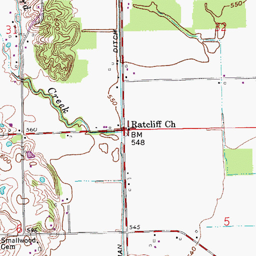 Topographic Map of Ratcliff Church, IN