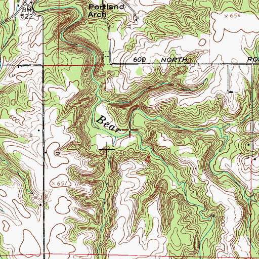 Topographic Map of Rattlesnake Creek, IN