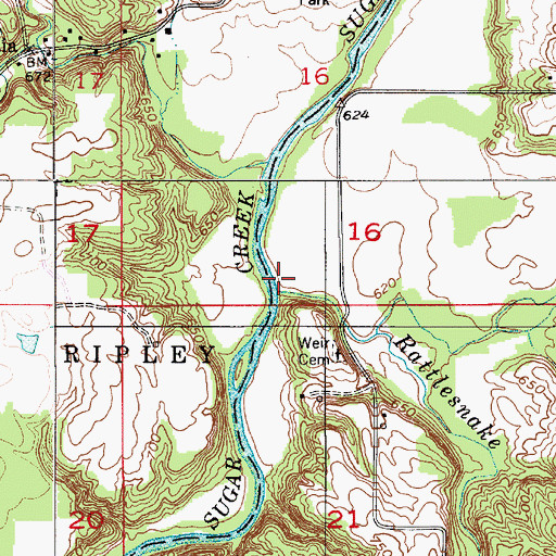 Topographic Map of Rattlesnake Creek, IN