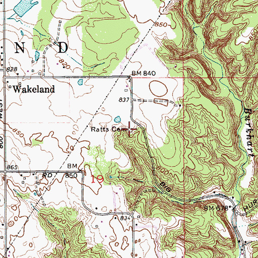 Topographic Map of Ratts Cemetery, IN
