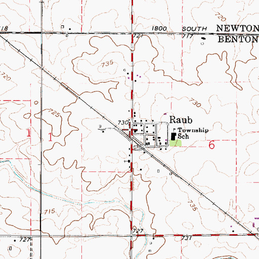 Topographic Map of Raub, IN