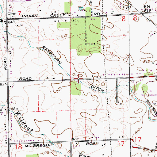 Topographic Map of Raybourn Ditch, IN