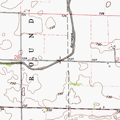 Topographic Map of Rayman Ditch, IN