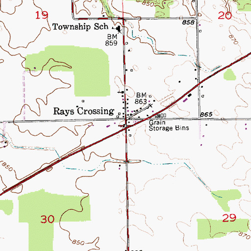 Topographic Map of Rays Crossing, IN