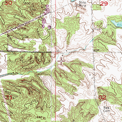 Topographic Map of Rea Cemetery, IN