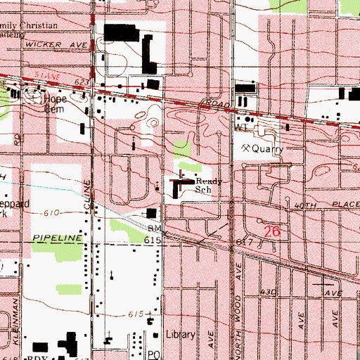 Topographic Map of Eldon Ready Elementary School, IN