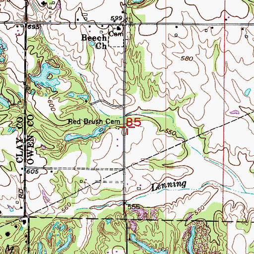 Topographic Map of Red Brush Cemetery, IN