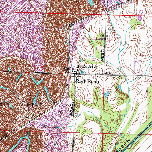Topographic Map of Red Bush, IN