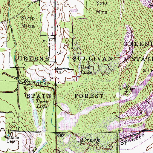 Topographic Map of Red Lake, IN