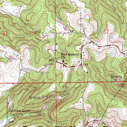 Topographic Map of Red Quarry Church, IN