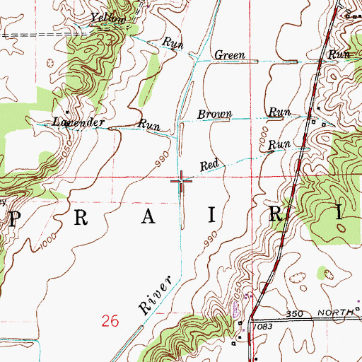 Topographic Map of Red Run, IN