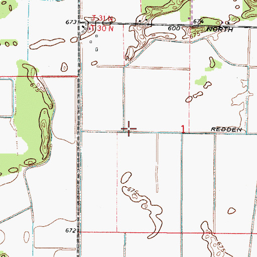 Topographic Map of Redden Ditch, IN