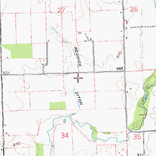 Topographic Map of Reddick Ditch, IN