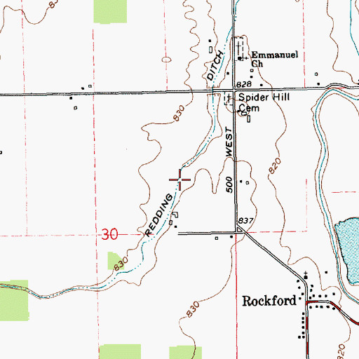 Topographic Map of Redding Ditch, IN