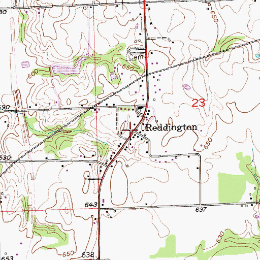 Topographic Map of Reddington, IN
