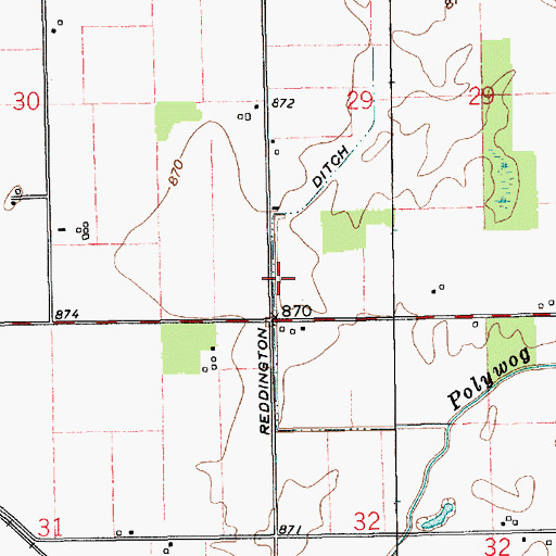 Topographic Map of Reddington Ditch, IN