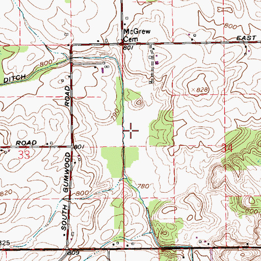 Topographic Map of Redinger Ditch, IN