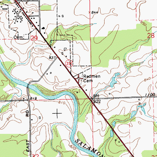 Topographic Map of Red Men Cemetery, IN