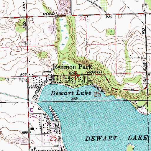 Topographic Map of Redmon Park, IN