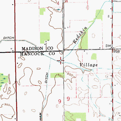 Topographic Map of Redskin Brook, IN
