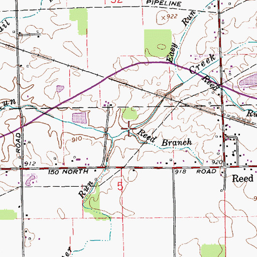 Topographic Map of Reed Branch, IN