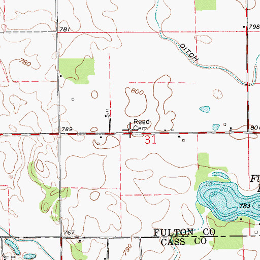Topographic Map of Reed Cemetery, IN