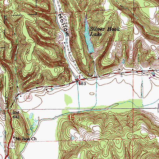 Topographic Map of Reed Hollow, IN