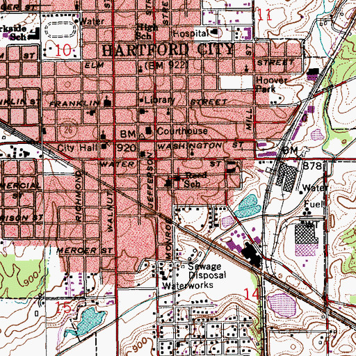 Topographic Map of William Reed Elementary School, IN
