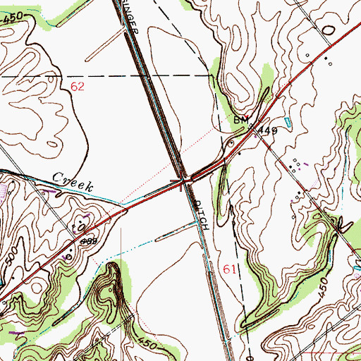 Topographic Map of Reel Creek, IN