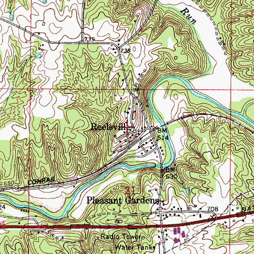 Topographic Map of Reelsville, IN