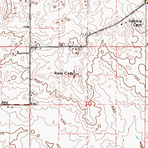 Topographic Map of Rees Cemetery, IN