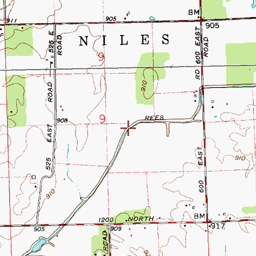 Topographic Map of Rees Ditch, IN