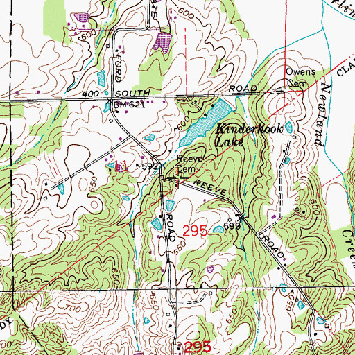 Topographic Map of Reeves Cemetery, IN