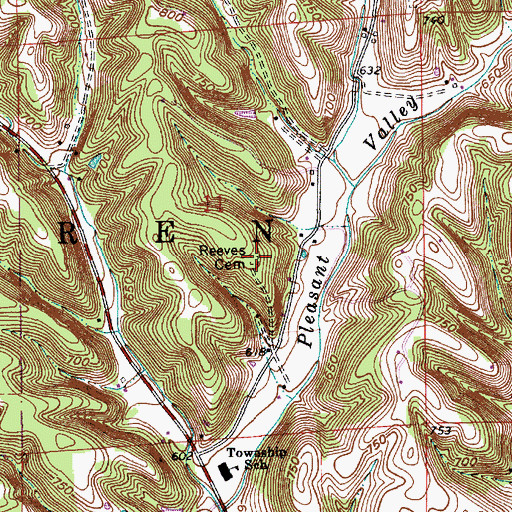 Topographic Map of Reeves Cemetery, IN