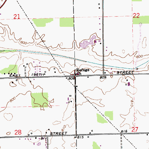 Topographic Map of Refuge Church, IN