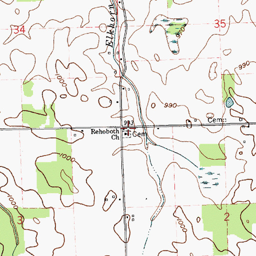 Topographic Map of Rehoboth Church, IN