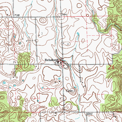 Topographic Map of Rehoboth Church, IN