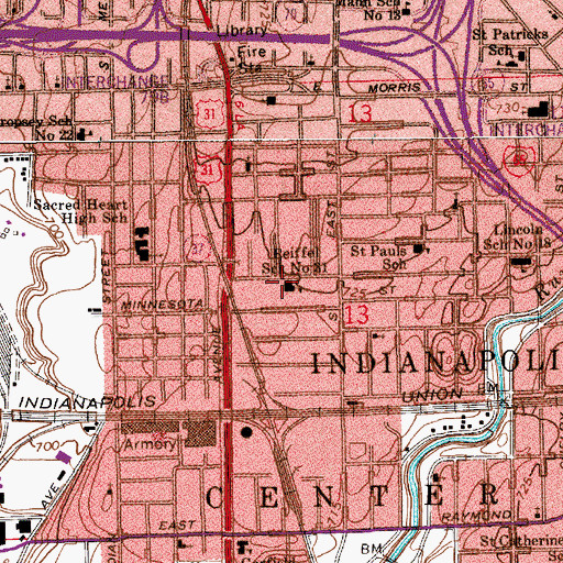 Topographic Map of Lillian M Reiffel Elementary School, IN