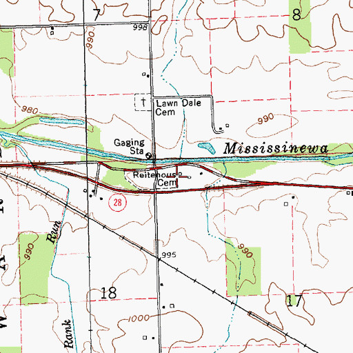 Topographic Map of Reitenour Cemetery, IN