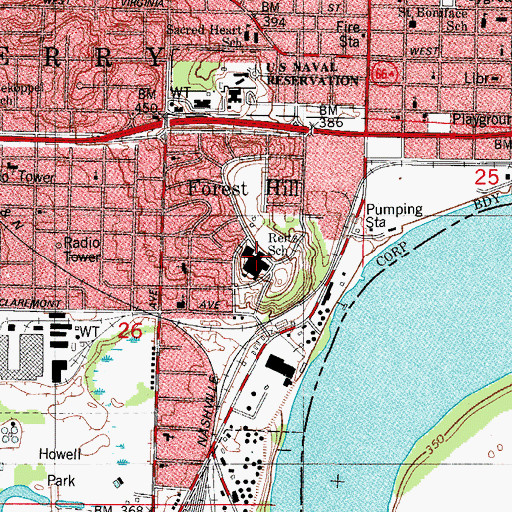 Topographic Map of M Lucille Reisz Elementary School, IN