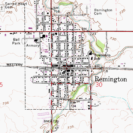 Topographic Map of Remington, IN
