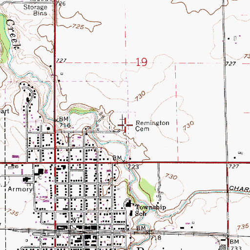 Topographic Map of Remington Cemetery, IN