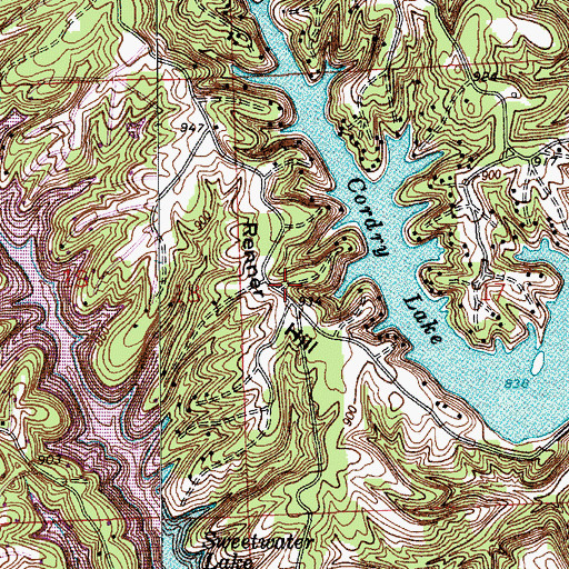 Topographic Map of Renner Hill, IN