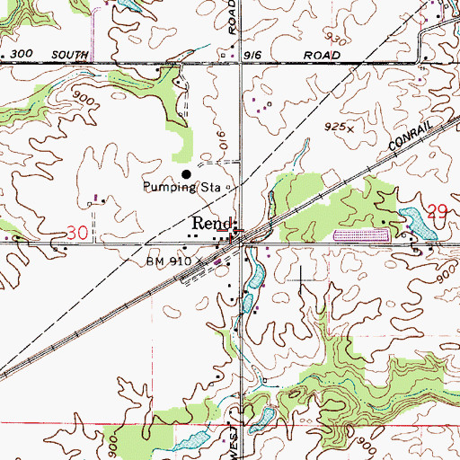 Topographic Map of Reno, IN
