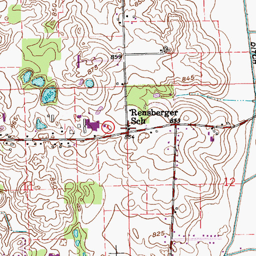 Topographic Map of Rensberger School, IN