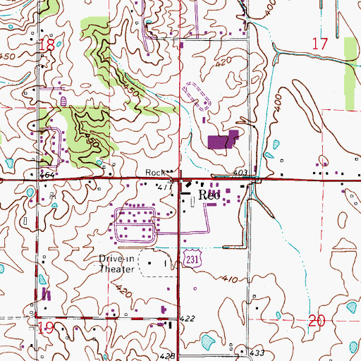 Topographic Map of Reo, IN
